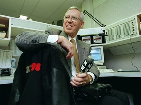 CKNW's George Garrett at his downtown studio desk just a year before retiring from the business.