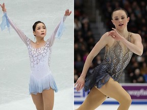 Figure skaters Lim Eun-soo, left, and Mariah Bell are pictured in file photos. (Getty Images file photos)