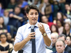 Prime Minister Justin Trudeau participates in a town hall question-and-answer event at Lakehead University in Thunder Bay, Ont., Friday, March 22, 2019. (THE CANADIAN PRESS/David Jackson)