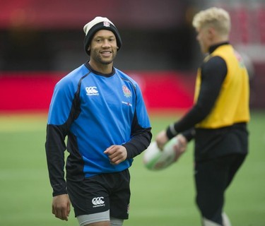 Dan Norton of England during his team's training session for the HSBC Canada Sevens at BC Place stadium on Friday, March 8, 2019.