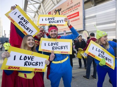 Fans at B.C. Place Stadium for the 2019 HSBC Canada Sevens rugby tournament in Vancouver, Saturday, March 9, 2019.