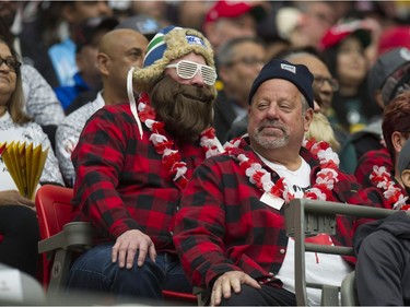 Fans at BC Place Stadium for the 2019 HSBC Canada Sevens rugby tournament in Vancouver, Saturday, March 9, 2019.