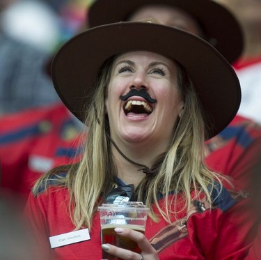 Fans at BC Place Stadium for the 2019 HSBC Canada Sevens rugby tournament in Vancouver, Saturday, March 9, 2019.