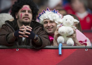 Fans at BC Place Stadium for the 2019 HSBC Canada Sevens rugby tournament in Vancouver, Saturday, March 9, 2019.