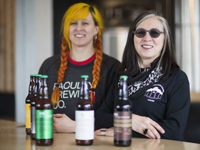 Kwantlen brewing grad Jacquie Loehndorf, left, and her instructor Nancy More, a pioneering female brewmaster, at Faculty Brewing Co. in Vancouver's Main Street/Mount Pleasant craft-beer neighbourhood.
