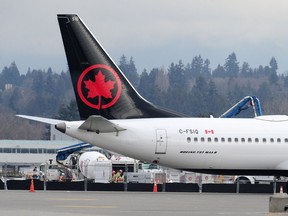 Grounded Air Canada Boeing 737 Max 8 planes sit idle at Vancouver International Airport (YVR), in Richmond, BC., March 13, 2019. The planes have been grounded following an Ethiopian Airlines crash that killed 157 people.