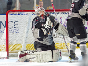 Giants goalie David Tendeck makes a save.