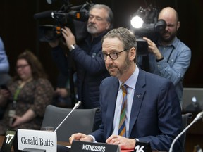 Gerald Butts, former principal secretary to Prime Minister Justin Trudeau, prepares to appear before the standing committee on justice and human rights regarding the SNC-Lavalin affair on Parliament Hill in Ottawa on March 6.