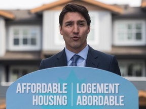 Prime Minister Justin Trudeau speaks during a post-budget housing announcement at a townhouse development in Maple Ridge on Monday, March 25, 2019.