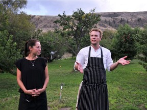Chef Chris Van Hooydonk with his wife, Mikkel, at Backyard Farm.