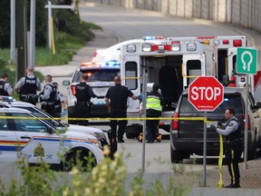 Surrey RCMP on the scene following a report of shots fired in the area of Abbey Drive and 176 Street of Surrey. Police arrived to find a male victim suffering from gun shot wounds