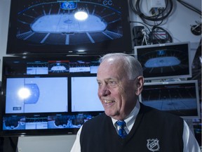 Retiring NHL off-ice official Malcolm Ashford discusses his colourful career in his Vancouver office at Rogers Arena on Tuesday.