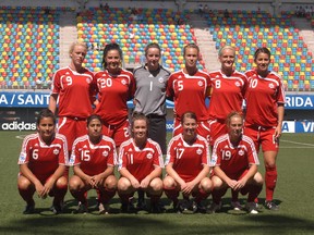 Members of Canada's U-20 Women's World Cup team pose prior to the tournament in Chile in 2008.