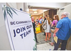 Job applicants from all ages and walks of life stood in line for hours last July at the B.C. Cannabis Store job fair at the Four Points Sheraton in Kamloops.