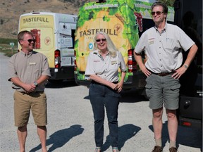 Maatje Stamp-Vincent, centre, CEO of Tasteful Excursions, is arguing for fairness from government under new rules that will allow ride-hailing companies to enter B.C.'s market in 2019. She and her husband Gordon, right, own the Kamloops-based company that offers wine tours and winter ski-resort shuttles.