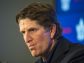 Toronto Maple Leafs head coach Mike Babcock during an end of season media availability at the Scotiabank Arena in Toronto, Ont. on Thursday April 25, 2019.