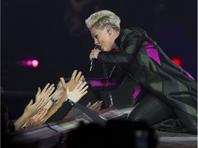 P!nk performs her Beautiful Trauma World Tour at Rogers Arena in Vancouver on Friday, April 5, 2019.