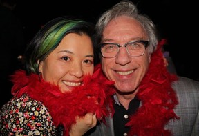 Vancouver International Centre for Asia Art president April Liu partied down with Centre A co-founder Hank Bull at the Imperial Lounge. Photo: Fred Lee.