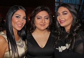 Benefactors Sahar Nourahmar of ProPacific Immigration, Mona Hajiha of Dashing Dishes Catering and Mina Daliri of Pacific Rug Gallery were among some 400 guests that showed their love for PALS. Photo by Fred Lee.
