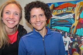 Vancouver’s own Briana Hungerford and Anthony Tomsich were among the elite runners in attendance at the kick-off reception. North Vancouver’s Natasha Wodak would eventually win her third women’s title, while Burnaby’s Justin Kent won the men’s crown. Photo courtesy of Fred Lee.