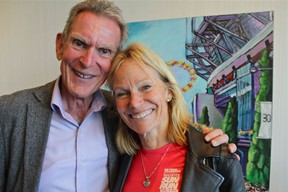 Sun Run founder Dr. Jack Taunton kibitzed with three-time women’s elite race winner Lynn Kanuka. Also a Vancouver Sun health and fitness contributor, Kanuka ran clinics to ensure greater participation from B.C.’s aboriginal communities. Photo courtesy of Fred Lee.