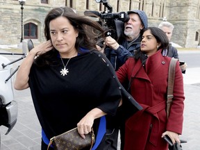 Liberal MP Jody Wilson-Raybould leaves Parliament Hill after a short visit in Ottawa.