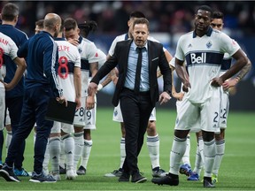 Whitecaps' coach Marc Dos Santos of the Vancouver Whitecaps can't buy a goal or a win in his first Major League Soccer season in Vancouver. The Caps, winless in five matches, were blanked by the visiting Los Angeles Galaxy on Friday at B.C. Place Stadium.
