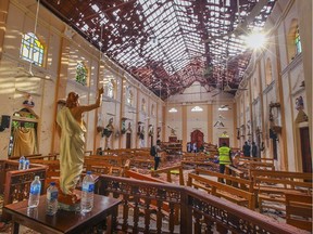 The roof of St. Sebastian's Church in Negombo, north of Colombo, Sri Lanka, is nearly blown off last Sunday, after the Easter Sunday bombings that rocked that country, and the world.