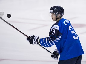 Team Finland's Toni Utunen at the World Junior Championship gold-medal game at Rogers Arena in January of this year.