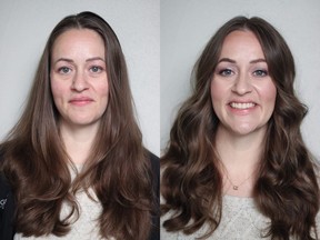 Jennifer Johnson is a 39-year-old events manager who is preparing for her upcoming wedding. On the left is Jennifer before her makeover by Nadia Albano. On the right is her after. Photo: Nadia Albano
