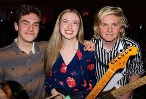 Underscoring the importance of a performing arts education West Point Grey Academy music students Jack Anderson, Ayla Tesler-Rose and Charlie Rose, better known as Bad Weather performed at the school’s dinner and dance. Photo: Fred Lee.