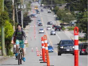 Mission is trying out a "pop-up" bike lane along 7th Avenue.