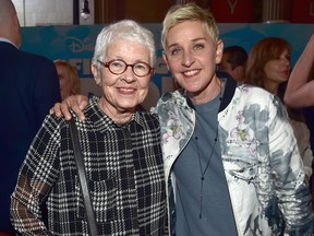 Betty DeGeneres, left, and her daughter, Ellen, attend the world premiere of Disney-Pixar's "Finding Dory" on Wednesday, June 8, 2016 in Hollywood, Calif. (Alberto E. Rodriguez/Getty Images for Disney)