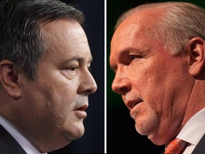 Alberta premier Jason Kenney (left) and B.C. premier John Horgan.