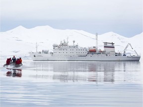 The Akademik Sergey Vavilov, one of two Russian ice-strengthened ships leased by B.C.-based One Ocean Expeditions.