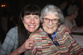 Care B.C. executive director Inge Shamborski congratulated Helen Shore, a descendant of Florence Nightingale, on her citation for her advocacy in public health nursing. Photo: Fred Lee
