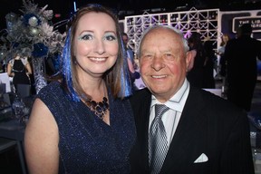 Peace Arch Hospital Foundation executive director Stephanie Beck thanked local philanthropist Vern Hoing for his gift of $100,000. He and his wife Helga have donated a total of $2 million to the White Rock Hospital. Photo: Fred Lee.