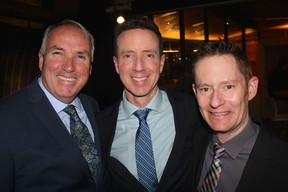 David Cox, executive director of the Rare Disease Foundation and event co-chair, comedian Adam Growe and board member Tyler Jordan marked the foundation’s 10th anniversary with an evening of food, drink, hilarity and fundraising. Photo: Fred Lee