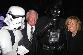 Local residents Wayne and Jeri Cox mugged with Darth Vadar and Storm trooper at the May 4th fundraiser for Peace Arch Hospital. Photo: Fred Lee.
