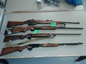 Nanaimo police are hoping to reunite four stolen rifles with their rightful owner.