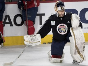 Florida Panthers goaltender Roberto Luongo, pictured during a team practice in his native Montreal last January, has announced his retirement from the NHL at age 40 after 19 seasons.