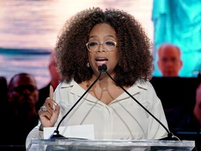 Former U.S. talk show host Oprah Winfrey speaks onstage at the Statue Of Liberty Museum Opening Celebration on May 15, 2019, at Ellis Island in New York City. She will be appearing on tour in Montreal on Sunday, June 16, 2019.