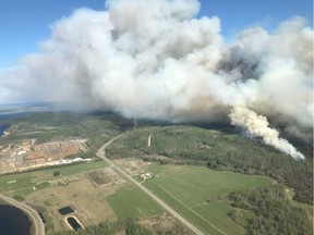 This photo shared by the B.C. Wildfire Service shows the Lejac wildfire burning near Fraser Lake, B.C. on May 11, 2019.