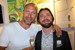 Painters Jay Senetchko and Christian Nicolay were among 44 artists that contributed works to the charity auction. Photo: Fred Lee.
