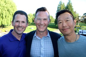 Teck Resources Chad Pederson, Cleantech’s Iain Hunt, Richmond Hospital Foundation board chair Nelson Kwan fronted the annual charity golf tournament at Richmond Golf and Country Club. Photo: Fred Lee.