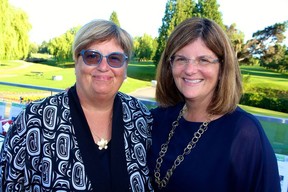 CARE GIVERS: Michele Cupit and Lisa Greczmiel continued their giving ways following a transformational $5 million gift to Richmond Hospital and new surgical centre. At the golf tourney, they would purchase a new kidney machine for the hospital. Photo: Fred Lee.