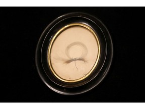 A lock of German composer Ludwig van Beethoven's hair is seen on display ahead of a Sotheby's auction, in London, Britain June 10, 2019.