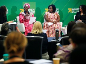 The AmplifyChange network holds a panel discussion during the Women Deliver 2019 Conference at the Vancouver Convention Centre on June 4, 2019.