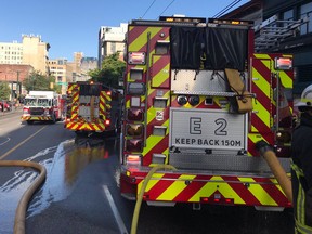 A fire broke out in a building on East Hastings Tuesday morning.