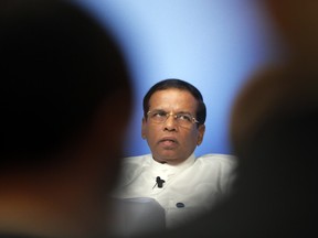 Sri Lanka President Maithripala Sirisena speaks during a panel discussion at the international anti-corruption summit on May 12, 2016 in London. (Frank Augstein - WPA Pool/Getty Images)